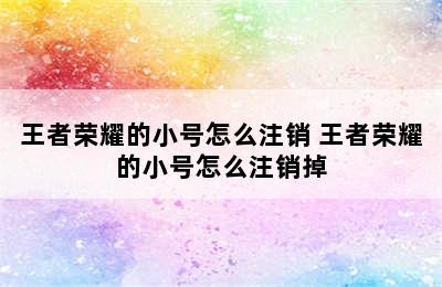 王者荣耀的小号怎么注销 王者荣耀的小号怎么注销掉